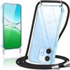 Coiwxmoi Cover per OPPO A5 PRO 4G / 5G con Cordino 6,67,Trasparente Custodia con Laccio Tracolla Corda Catena Cinghia,Ultra Morbido Silicone TPU Antiurto Case per OPPO A5 PRO 5G, Nero