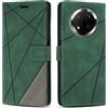 SONWO Cover per Honor Magic7 Lite 5G, Flip Custodia in PU Pelle, Cover a Libro Portafoglio con Slot per Schede e Supporto Stand per Honor Magic7 Lite 5G, Verde