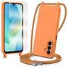 TTSWJBD Cover per Samsung Galaxy A17 con Cordino Custodia con 1 Pellicole Vetro Temperato,Silicone Liquida Case con Laccio Tracolla, Regolabile e Rimovibile, Antishock, Anticaduta - Arancione