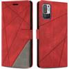 SONWO Cover per Redmi Note 10 5G / Xiaomi Poco M3 PRO 5G / Redmi Note 10T 5G, Flip Caso in PU Pelle Case Cover Custodia con Slot per Schede e Supporto Stand per Redmi Note 10 5G, Rosso