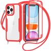 Belzsxy Cover per iPhone 7 Plus/iPhone 8 Plus con Cordino, 360 Gradi Antiurto Custodia con Protezione Schermo Integrata Trasparente Rugged TPU Bumper Doppia Protettiva Cover per iPhone 7/8 Plus -Rosso