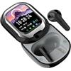Louttary Cuffie Bluetooth Fili con Schermo A Colori Full-Touch in-Ear A Lunga Durata con Cancellazione del Rumore ENC e modalità Dual-Decoding LED Full-Color Touch Screen con modalità Musica di