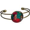 Lunix Bracciale Frida Rigido, Regolabile Con Cabochon, Vintage Idea Originale per Regalo Natale, Fatto a Mano, Gioielli Donna Verde Farfalla