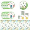 YINcrinx Simpatiche stoviglie per feste di dinosauri, inclusi piatti, tazze, tovaglie, tovaglioli, adatte per decorazioni di dinosauri, feste di compleanno, baby shower, fino a 20 ospiti