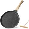 BOUFEIDA Padella Crepes, Padella per Crepes Ø24cm con Distributore di Pasta, Ivestimento Antiaderente, Senza PFOA, Compatibile a Induzione
