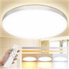 Swoieltr Plafoniera LED Soffitto Dimmerabile 24W Lampada da Soffitto con Telecomando 3000K-6500K Plafoniera Bagno IP44 Impermeabile Ø28CM 2000LM Lampadario LED Moderna per Cameretta Cucina Soggiorno