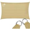 tectake® Tenda Parasole Rettangolare, Materiale HDPE Resistente con Protezione UV, Vela Ombreggiante Impermeabile per Giardino, Terrazzo Piscina, Cortile, Telo Ombreggiante Esterno - Sabbia - 4 x 6 m