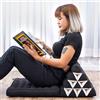 LEEWADEE materasso pieghevole con schienale triangolare: comodo tappetino con cuscino triangolare in kapok fatto a mano, materasso thailandese, 75 x 50 cm, Nero
