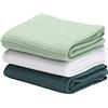 Jennice House - Set di 3 strofinacci per piatti, in cotone a nido d'ape, asciugamani da cucina, ultra morbidi e assorbenti, di grandi dimensioni, set di 3 (verde set)
