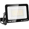 YOJZMA Fare LED da 75W, 7500LM Super Luminoso, Luce di Sicurezza Esterna, Bianco Caldo 3000K, IP66 Impermeabile, Cavo da 1M con Spina EU, per Giardino, Garage, Cortile, Patio, Percorsi, Portico
