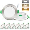 ALUSSO LIGHTING Faretto LED da Incasso, 7W Dimmerabile, Bianco Caldo 3000K/Bianco Neutro 4000K/Bianco Freddo 6500K, Faretto LED Extra Piatto 29mm, Faretto da Bagno IP44, Nichel Satinato Set di 6