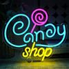 OYCGZV Candy Shop - Targa al neon per negozi di dolciumi, a LED, da parete, Lollipopks Neon Sign USB, per Candy Bar, decorazione da tavolo, decorazione per caffè, ristorante, compleanni, altri eventi