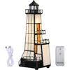 Bieye L30779 Lampada da tavolo decorativa in vetro colorato a forma di faro, luce notturna, adatta per la decorazione della casa (Marrone, 15 x 10 x 28 cm (L x P x H))