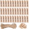 ywchoshe 160 Pz Mollette Legno Piccole 3,5cm, Mollette in Legnos, Mollettine Legno Piccole per Appendere Foto Arti Decorazione Domestica Matrimoni Feste Artigianale(Marrone) con Filo di Luta 10 m