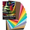OfficeTree 50x Cartoncini Colorati A4 300g - 12 Colori - Fogli Cartoncino Colorato A4 per Fare Bricolage - Carta Colorata Stampabile - Fogli Colorati - Cartoncino 300 Grammi