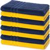 Lavea® 8 Asciugamani Viso e Mani 50x100 cm in Spugna di Cotone 100% Morbidi e Assorbenti, per Casa Hotel Spa - Asciugamano da Bagno - Blu Navy e Giallo Colza