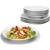 MamboCat Lotta Servizio da tavola 12 pezzi, stoviglie in porcellana bianca per 6 persone, 6 piatti fondi e 6 piatti piani, piatti piani e piatti profondi per insalata e pasta, piatti per colazione,