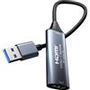PremiumCord HDMI Capture/Grabber per la Registrazione di Video/Audio sul Computer con USB, Risoluzione UHD 4K 2160p 30 Hz, Full HD 1080p 60 Hz, USB 3.0 Tipo A, Plug And Play, Grigio Siderale