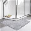 MOTTK Tappetino da bagno a forma di L, antiscivolo, assorbente, tappetino angolare per doccia, morbido, lavabile in lavatrice, tappeto curvo per camera da letto e cucina (grigio)