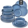 vancasso ANYA Servizio Piatti 48 Pezzi per 12 Persone, Set Piatti Moderni in Gres - 12 Piatti Piani, 12 Piatti Dessert, 12 Ciotole per Pasta e 12 Ciotole Cereali - Smalto Reattivo Blu