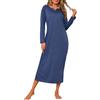 Jahetuul Camicia da Notte Donna Manica Lunga Camice Notte Scollo a V in Cotone Vestaglia Donna Invernale Caldo Comodo Tinta Unita Abbigliamentoda Casa