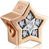 GLOWDAS Oro rosa brillantini Stelle Charms Fit Pandora Prima Festa della Mamma Braccialetto, 925 Sterling Argento Scintillante Pentagramma Charm Pave Pentacolo CZ Perline, Regali per zia/nonna/migliori amiche