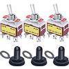 Taiss 3 pezzi Interruttore a Levetta 2 Posizioni ON ON 6 Pin DPDT Metallo Interruttore a Bilanciere 15A 220V-250V 20A 125V AC con Cappuccio Impermeabile per Auto Camion Barca Ten-1321