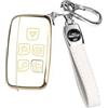 DIPZO Cover Chiave per Range Rover Evoque Sport Discovery Velar Jaguar XF XE F-Pace, Guscio Chiave Smart con Portachiavi, Bianco
