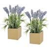 Flair Flower Set di 2 Piante Artificiali di Lavanda - Piante Decorative in Vaso di Carta Quadrato - Circa 20 cm di Altezza - Fiori Artificiali per casa, Ufficio e Idee Regalo - Set da 2 Pezzi, Viola