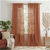 Mrs.Naturall Tende per soggiorno, stile bohémien, color terracotta, vintage, semi velate, in lino, per camera da letto, 213 cm, set di 2 pannelli, rustiche e moderne