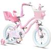 Glerc Bicicletta per Bambini 14 Pollici per Ragazze di 3 4 5 Anni, Stile Principessa con Nappe del Manubrio & Cestino & Rotelle di Supporto, Rosa