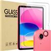 ProCase Pellicola iPad 10 Generazione 10,9 Pollici/iPad 11 Generazione A16 11 Pollici 2025 2 Pezzi con 1 Pezzi Protezione Obiettivo Fotocamera Abbinata ai Colori -Rosa