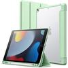 JETech Custodia Opaca per iPad 9/8/7 (10,2 Pollici, Modello 2021/2020/2019, 9a/8a/7a Generazione) con Portapenne, Posteriore Glassata Traslucida Supporto Cover Sottile Tablet (Verde Matcha)