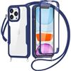 Belzsxy Cover per iPhone 7 Plus/iPhone 8 Plus con Cordino, 360 Gradi Antiurto Custodia con Protezione Schermo Integrata Trasparente Rugged TPU Bumper Doppia Protettiva Cover per iPhone 7/8 Plus -Blu