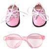 Mikovivi 17cm Set di Scarpe e Occhiali per Bambole, Kit di Accessori per Bambole con Mini Scarpe e Occhiali Accessori Vestiti for Figura Giocattolo alla Moda (Rosa, Stile 3)