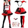 NebulaGlam Costume Quinn da Bambina, Harle Quin Kostüm Suicid Harley Queen Kostuem Fur Kinder, Quinn Costumi Ragazze Abito con Gonna tutù, Fascia per Capelli, Calze, Collana, per Halloween, Carnevale