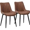 LEMROE Set di 2 sedie da pranzo moderne in ecopelle con gambe in metallo e schienale imbottito, sedie angolari per sala da pranzo, ricevimento e soggiorno (marrone)