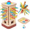 Guopai Giochi Montessori per Bambini 3-6 Anni - Gioco da Tavolo in Legno con 32 Bastoncini Colorati, Palla, Dado, Anello e Box - Gioco Educativo di Abilità Motoria, Family Game e Regalo