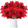pangutheos 4 Pezzi Stella di Natale Artificiale, 33 cm Fiori Finti Natalizi, Fiori Natalizi per Vaso Seta per Decorazioni Natalizie, Casa e Feste