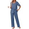 Famulily Pigiama da donna con bottoni e pantaloni elasticizzati a gamba larga, pigiama classico da donna, taglie S-XXL, vino, M
