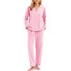 LUBOT Pigiama da donna in 100% cotone, corto, pigiama da notte con bottoni, morbido e leggero, in due pezzi, per la casa, a maglia e ad alta elasticità, S-XXL, Margherite, M