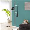 BAKAJI Attaccapanni Appendiabiti di Design a Piantana da Terra in Metallo con 6 Ganci Appendi Abiti e Base in Marmo Dimensione 38 x 38 x 176 cm (Bianco)