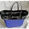 O bag MINI - Borsa Nuova Originale - Col. Blu Int. GRIGIO Manici NERO BORDO