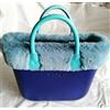 O bag MINI - Borsa Nuova Originale - Col. Blu Int. BLU Manici TURCHESE BORDO
