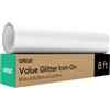 Cricut Value Glitter termoadesivo - Bianco - 25,4 cm x 2,4 m (1) | Vinile a trasferimento termico HTV