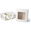 BIOZOYG Scatola per cupcake da pasticceria 18x18 cm box pieghevole alta 7,5cm cartone bianco I Confezione in cartone con finestra trasparente I Scatole con coperchio per torte muffin 50 pz.