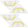 HZXINYI 4 Pezzi Squadra Geometrica - 15,5 cm Righello Triangolare Trasparente Giallo Geometria Triangolo Squadra Goniometro in Plastica Righelli Triangolari Multifunzionali