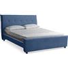 EVERGREENWEB MATERASSI & BEDS EVERGREENWEB - Letto Matrimoniale con Materasso Memory Foam + 2 Cuscini GRATIS, Rete a 26 Doghe in Legno 160x195 cm, Elegante Testiera Imbottita in Tessuto Morbido Blu, Struttura Rinforzata, DALLAS