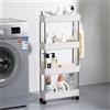 BAKAJI Carrello Carrellino Multiuso Mobile Spazi Stretti Slim Comodo Sottile Salvaspazio Cucina Bagno Ufficio Arredamento Portaoggetti Design Interni 4 Ripiani Bianco (40x13x85 cm)