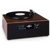 AUNA Connect Vinyl Cube - Giradischi, Lettore Vinili, 40 W max., Smart Radio: Internet/DAB+/FM, Altoparlanti Integrati, Giradischi: 33/45/78 Giri, Bluetooth, USB, Controllo via App, Marrone